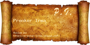 Prenker Irma névjegykártya